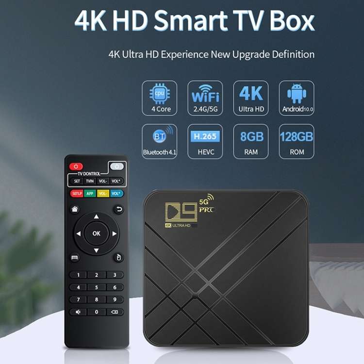 D9 PRO 2.4G/5G WIFI 4K HD Android TV Box, Memory:8GB+128GB(EU Plug)