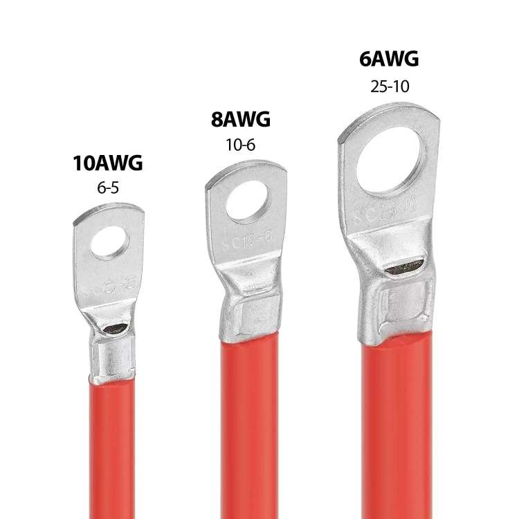 10AWG 6-5 Car 50cm Red + Black Pure Copper Battery Inverter Cable