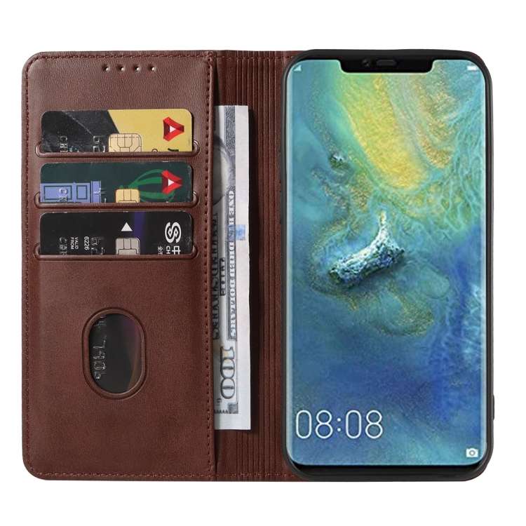 For Huawei Mate 20 Pro Magnetic Closure Leather Phone Case(Brown)