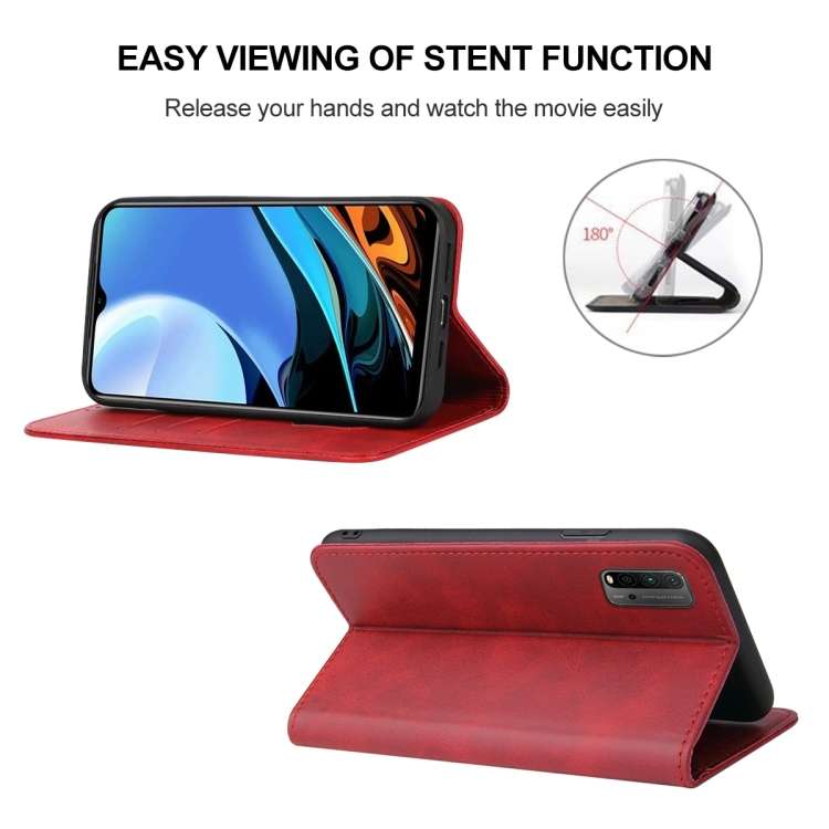 For Xiaomi Redmi 9T Magnetic Closure Leather Phone Case(Red)