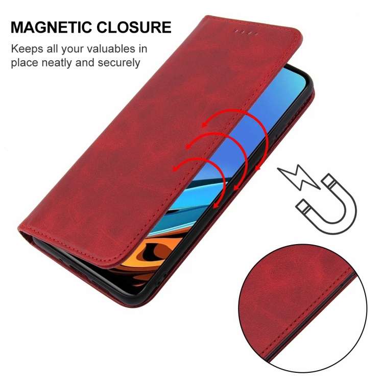 For Xiaomi Redmi 9T Magnetic Closure Leather Phone Case(Red)