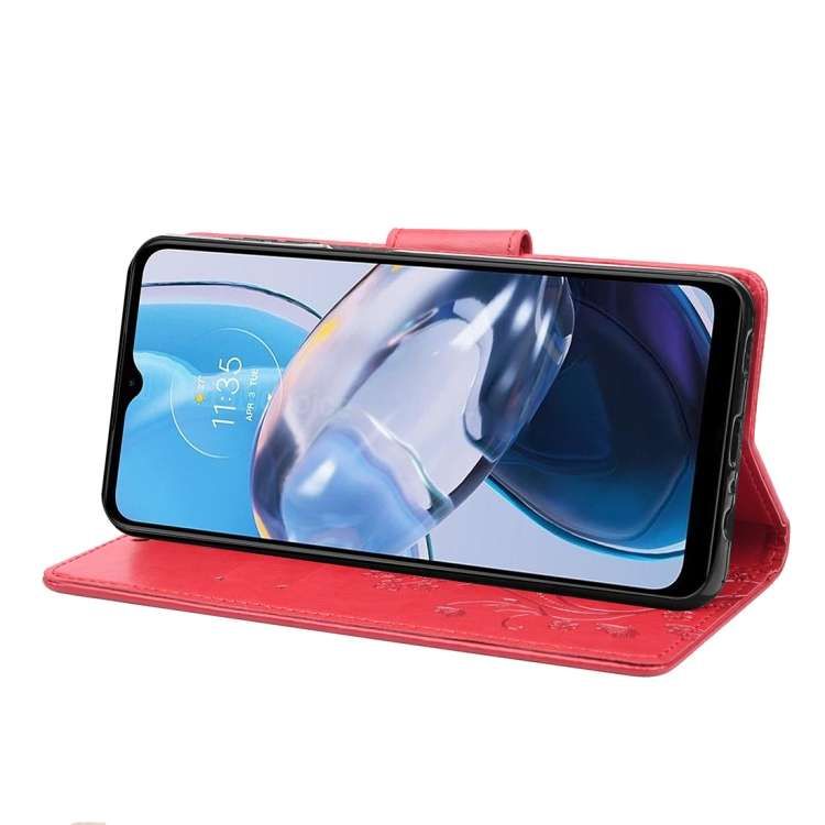 For Motorola Moto E22 / E22i Butterfly Flower Pattern Flip Leather Phone Case(Red)