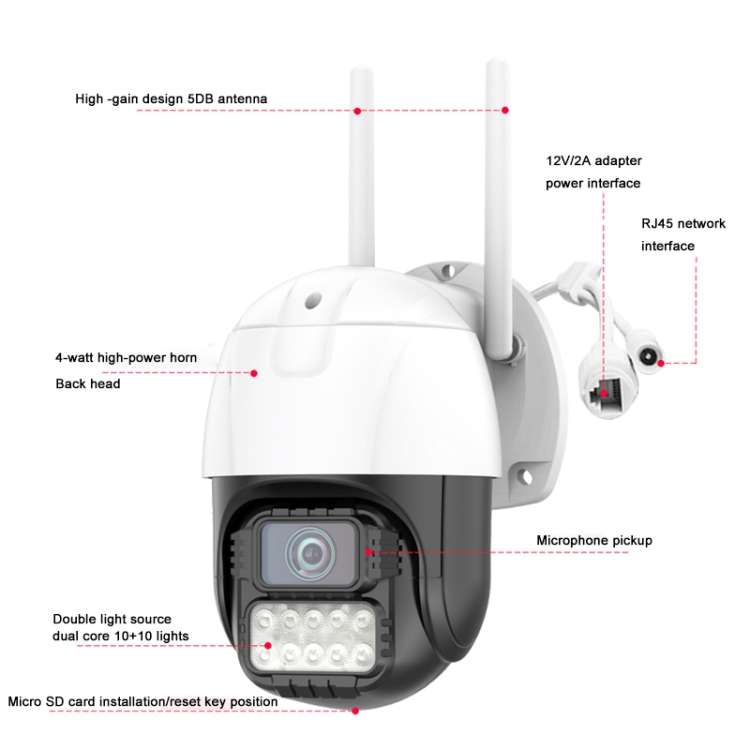 QX67 Humanoid Recognition AI Alarm WiFi Dome IP Camera, EU Plug