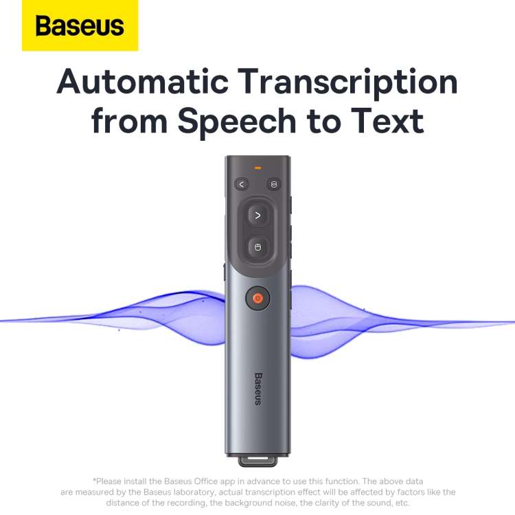 Baseus WKCD020013 Red Laser Wireless Multimedia Presenter Page Turning Pen,Charging Version(Grey)