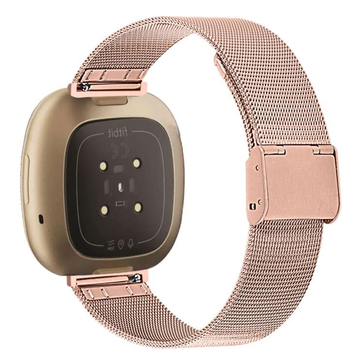 For Fitbit Versa 4 / Sense 2 Milan Buckle Metal Watch Band(Rose Gold)