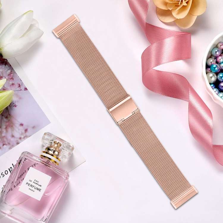 For Fitbit Versa 4 / Sense 2 Milan Buckle Metal Watch Band(Rose Gold)