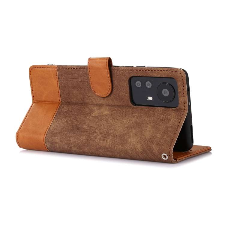 For Xiaomi 12 Pro Splicing Leather Phone Case(Brown)