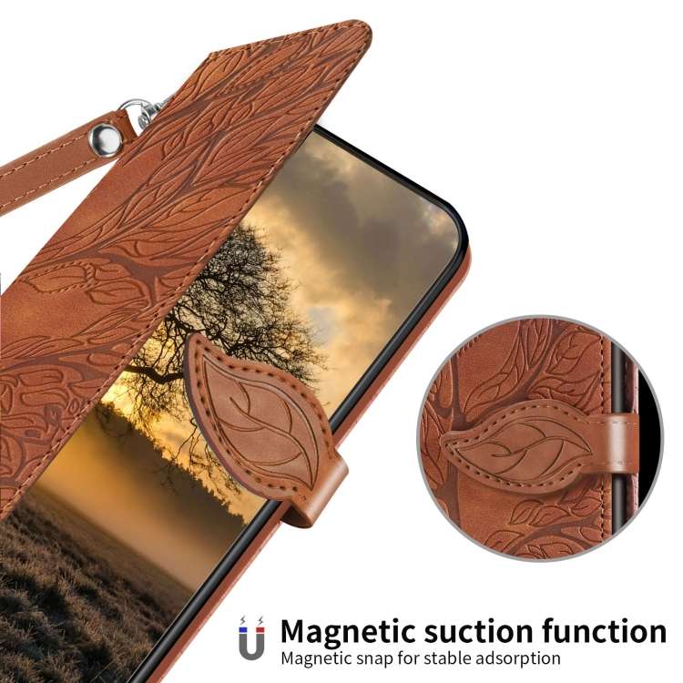For Xiaomi 13 Pro Life Tree Embossing Pattern Leather Phone Case(Brown)