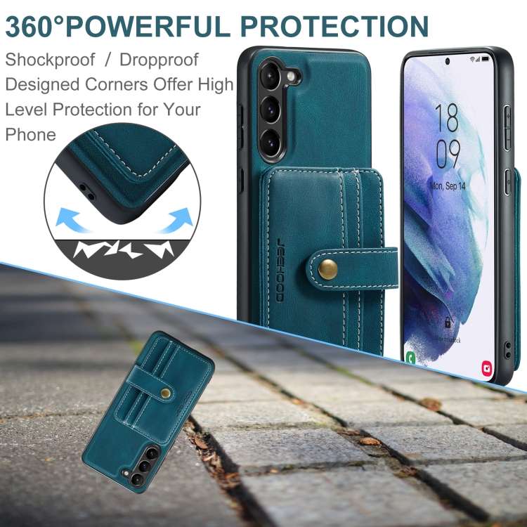 For Samsung Galaxy S24 5G JEEHOOD RFID Blocking Anti-Theft Magnetic Phone Case(Blue)