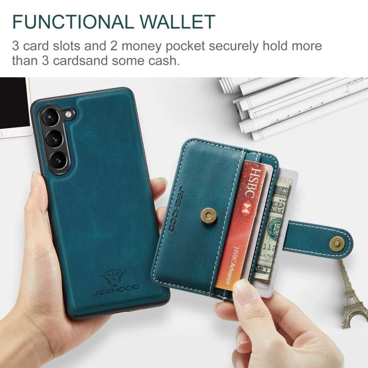 For Samsung Galaxy S24 5G JEEHOOD RFID Blocking Anti-Theft Magnetic Phone Case(Blue)