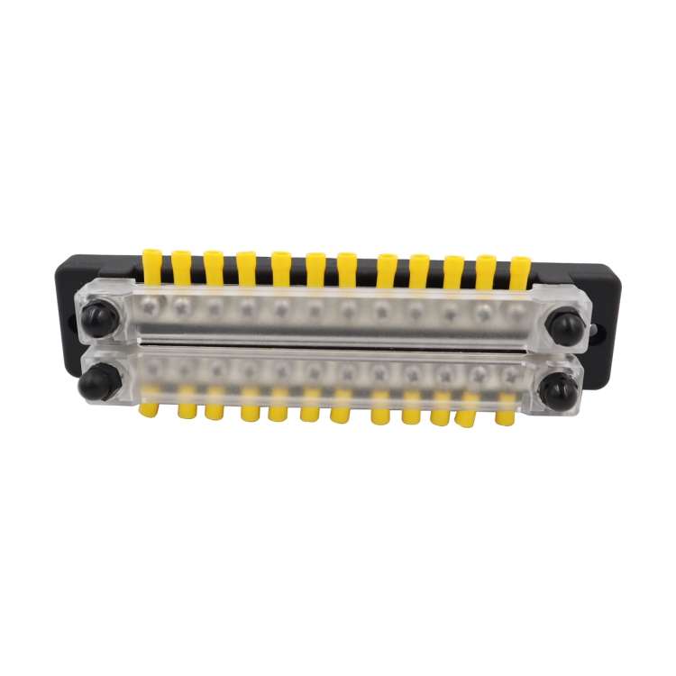 CP-3025 150A 12-48V RV Yacht Double-row 12-way Busbar with 28pcs Terminals(Black)