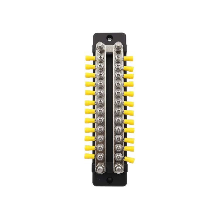 CP-3025 150A 12-48V RV Yacht Double-row 12-way Busbar with 28pcs Terminals(Black)