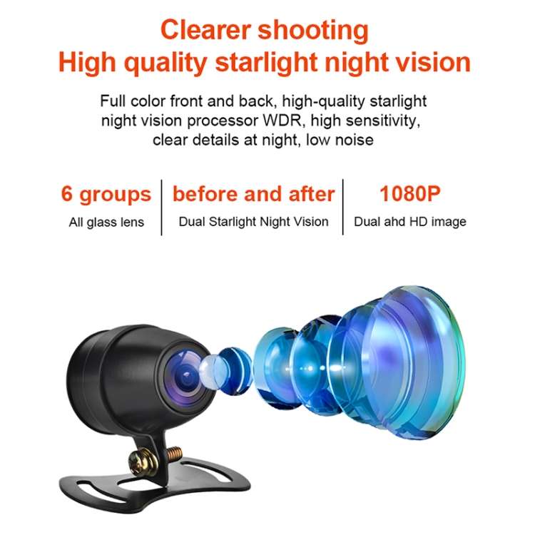 SE3 Dual AHD 1080P Waterproof HD Motorcycle DVR Without Screen, Support TF Card / Cycling Video / Pa
