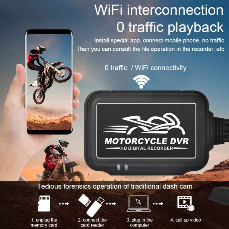 SE3 Dual AHD 1080P Waterproof HD Motorcycle DVR Without Screen, Support TF Card / Cycling Video / Pa