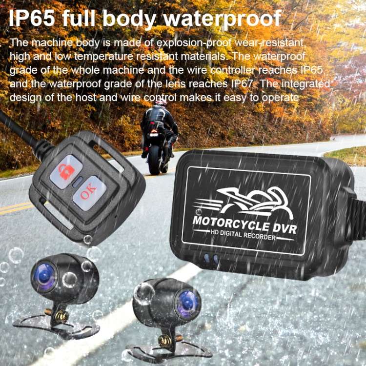 SE3 Dual AHD 1080P Waterproof HD Motorcycle DVR Without Screen, Support TF Card / Cycling Video / Pa