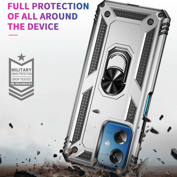 For Xiaomi Redmi Note 12 5G Global Shockproof TPU + PC Phone Case with Holder(Silver)