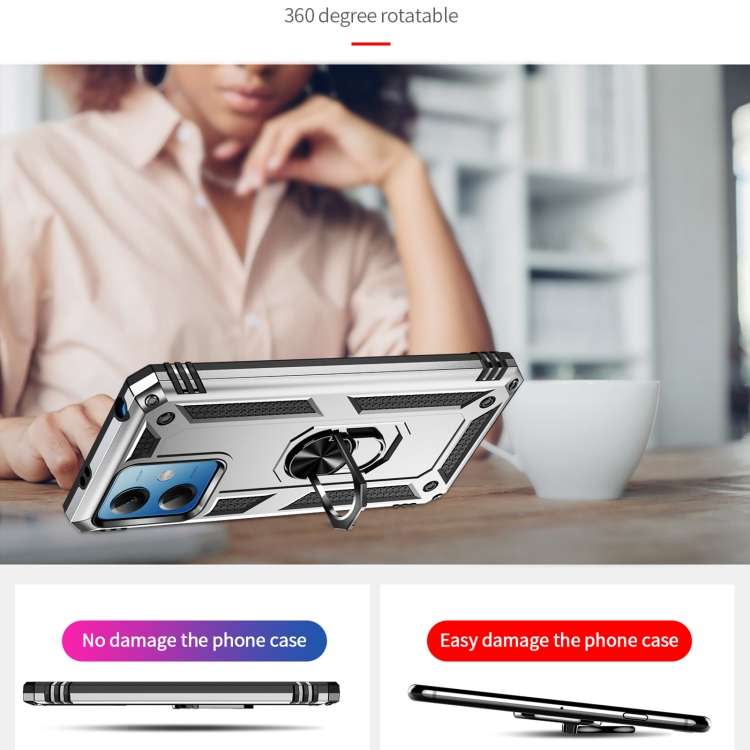 For Xiaomi Redmi Note 12 5G Global Shockproof TPU + PC Phone Case with Holder(Silver)
