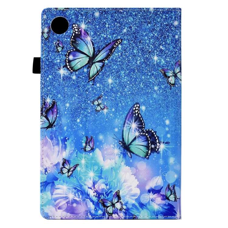 For Huawei MatePad T10 Colored Drawing Stitching Elastic Band Leather Tablet Case(Butterfly)