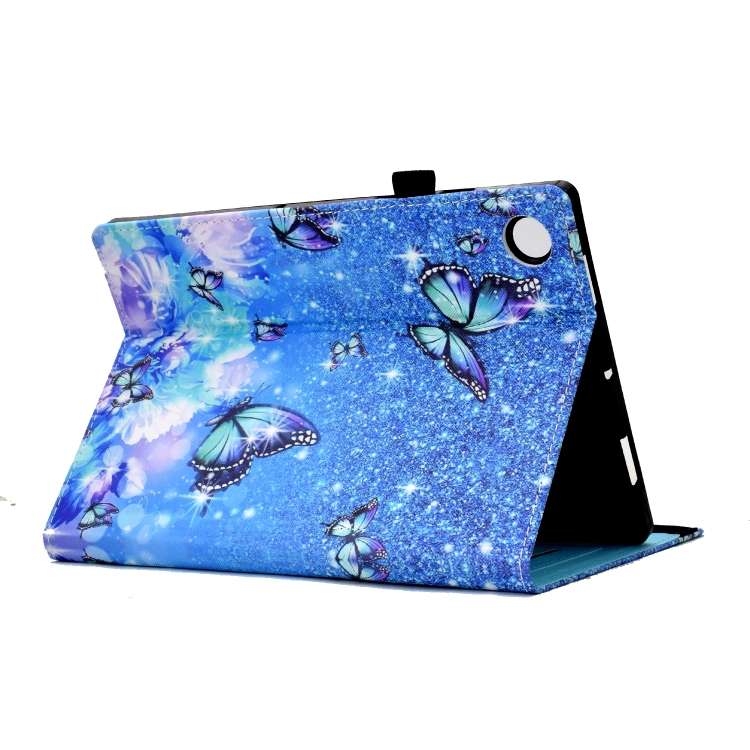 For Huawei MatePad T10 Colored Drawing Stitching Elastic Band Leather Tablet Case(Butterfly)