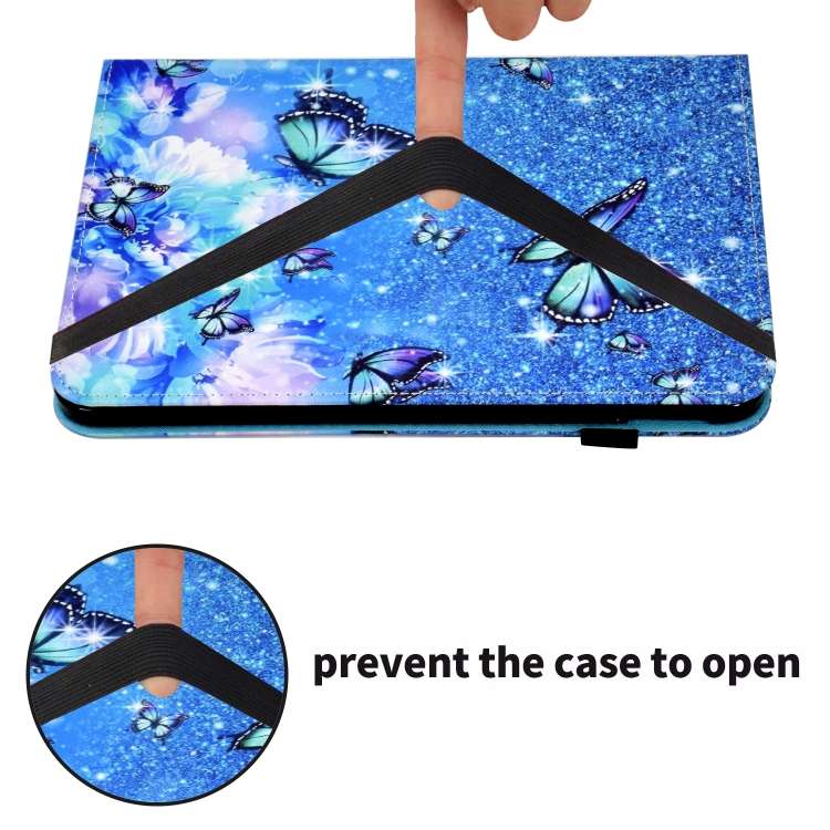 For Huawei MatePad T10 Colored Drawing Stitching Elastic Band Leather Tablet Case(Butterfly)