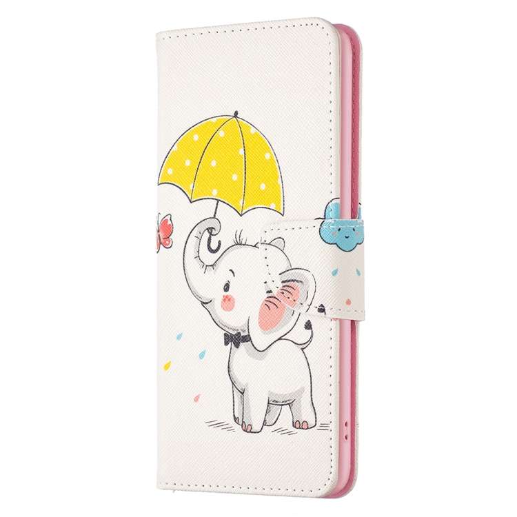 For Samsung Galaxy M14 5G Colored Drawing Leather Phone Case(Umbrella Elephant)