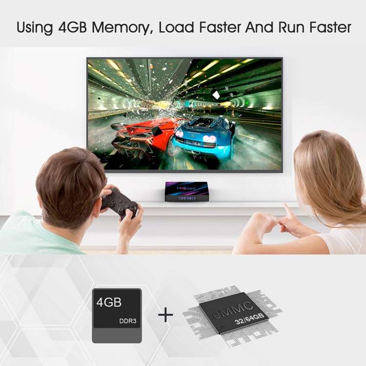 H96 Max-3318 4K Ultra HD Android TV Box with Remote Controller, Android 10.0, RK3318 Quad-Core 64bit