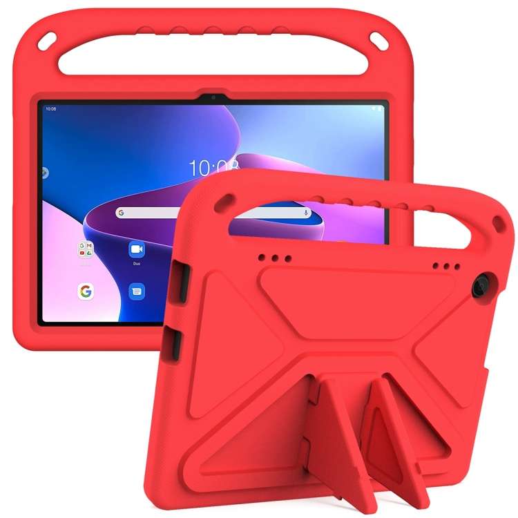 For Lenovo Tab M10 3rd Gen Handle EVA Shockproof Tablet Case with Holder(Red)