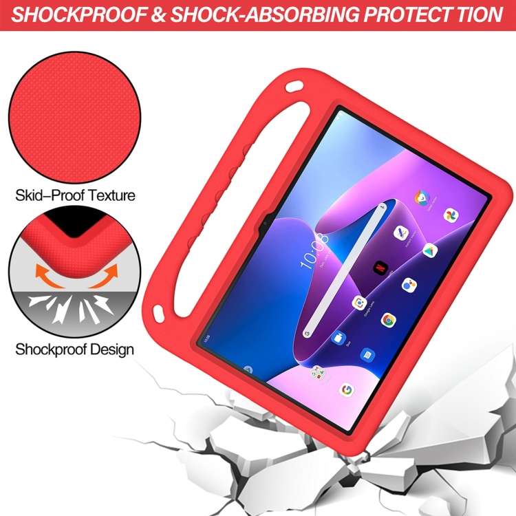 For Lenovo Tab M10 3rd Gen Handle EVA Shockproof Tablet Case with Holder(Red)