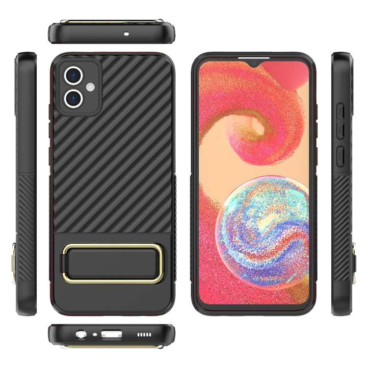 For Samsung Galaxy A04E Wavy Textured Phone Case (Black)
