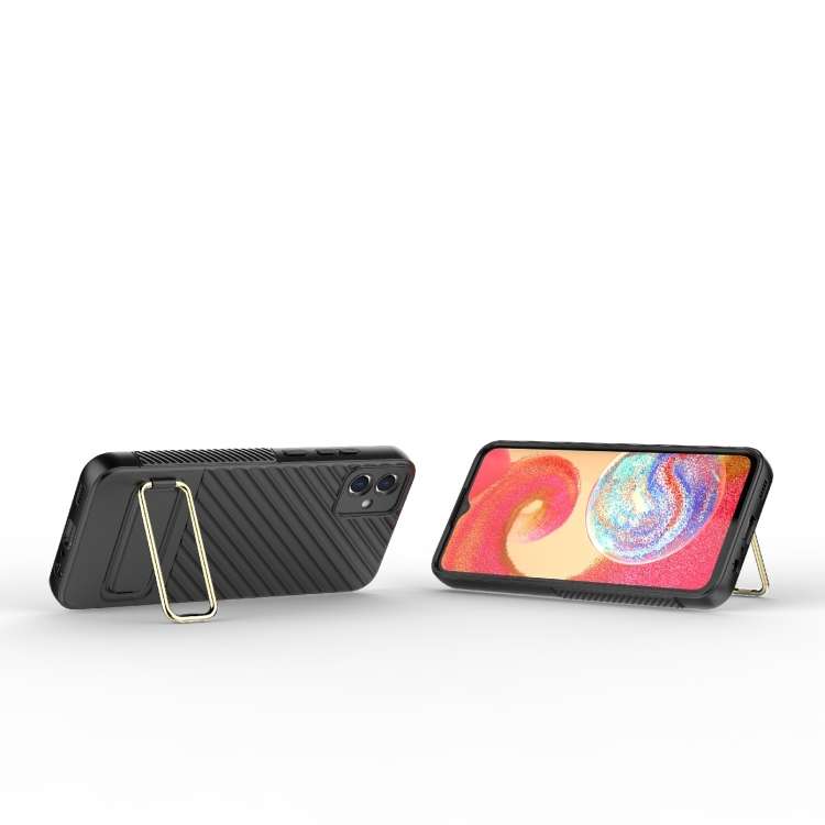 For Samsung Galaxy A04E Wavy Textured Phone Case (Black)
