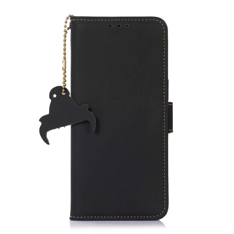 For Samsung Galaxy S24 Ultra 5G Genuine Leather Magnetic RFID Leather Phone Case(Black)