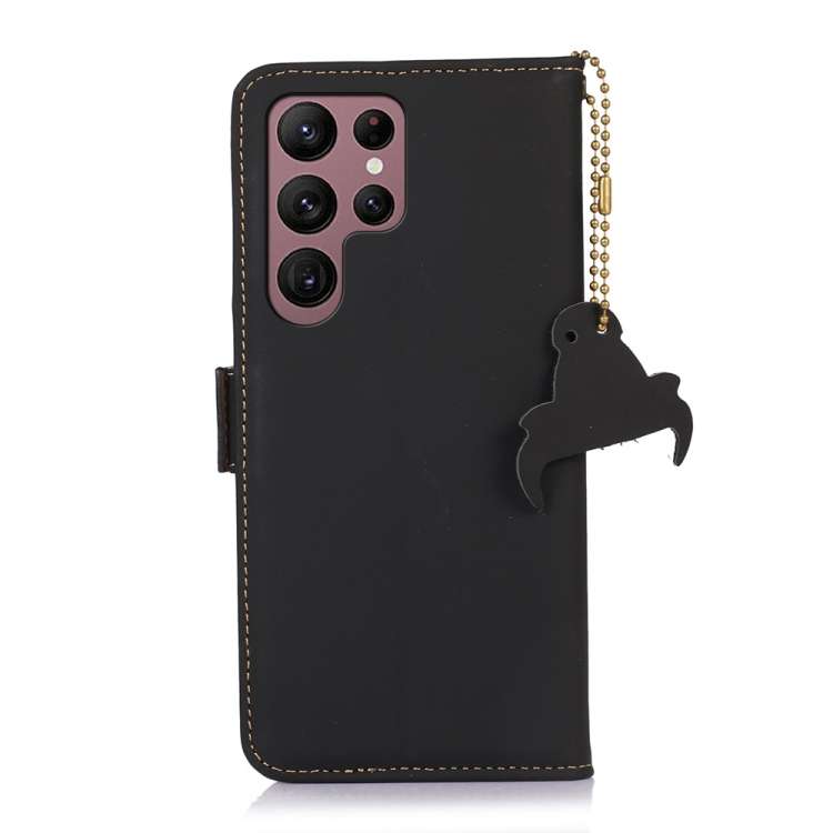For Samsung Galaxy S24 Ultra 5G Genuine Leather Magnetic RFID Leather Phone Case(Black)