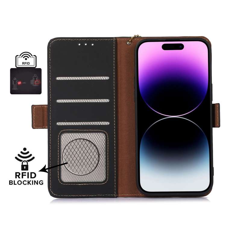 For Samsung Galaxy S24 Ultra 5G Genuine Leather Magnetic RFID Leather Phone Case(Black)