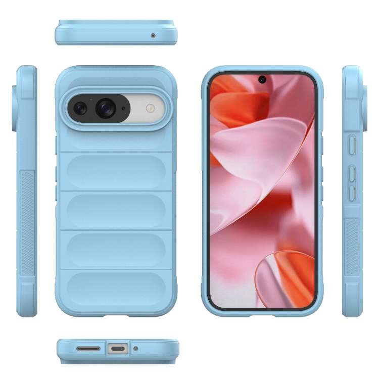 For Google Pixel 9 5G Global Magic Shield TPU + Flannel Phone Case(Light Blue)