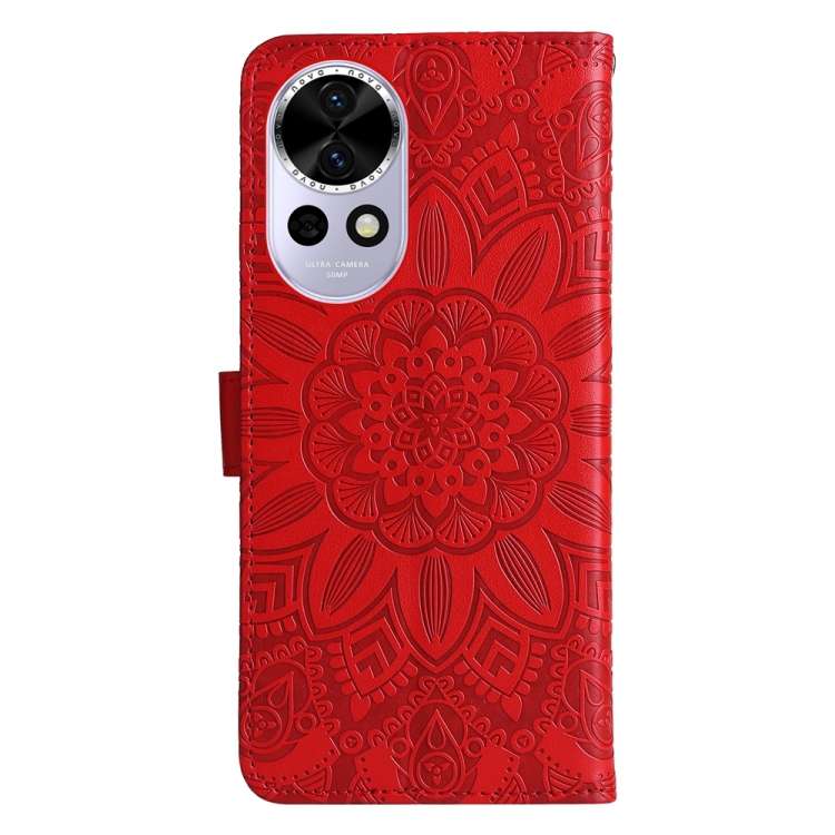 For Huawei nova 12 Embossed Sunflower Leather Phone Case(Red)