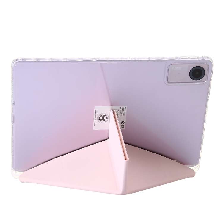 For Xiaomi Redmi Pad SE Clear Acrylic Deformation Leather Tablet Case(Pink)