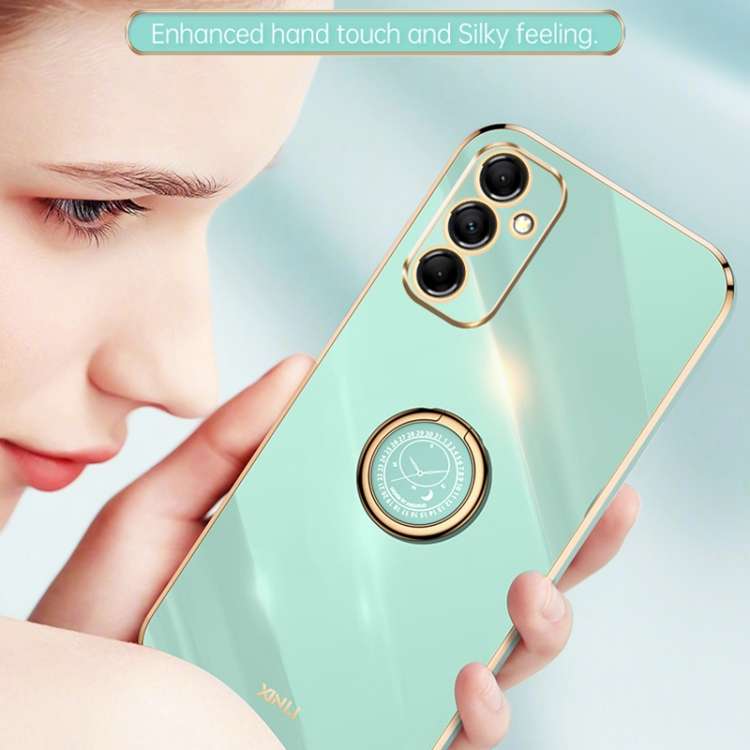 For Samsung Galaxy A55 XINLI Straight Edge 6D Electroplate TPU Phone Case with Ring Holder(White)