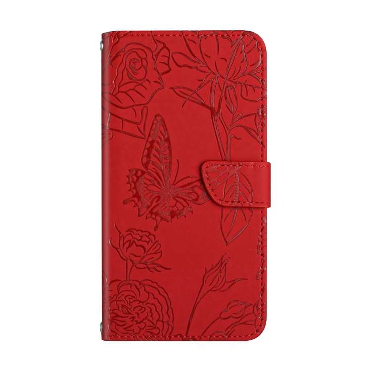 For Xiaomi 14 Pro Skin Feel Butterfly Embossed Flip Leather Phone Case(Red)