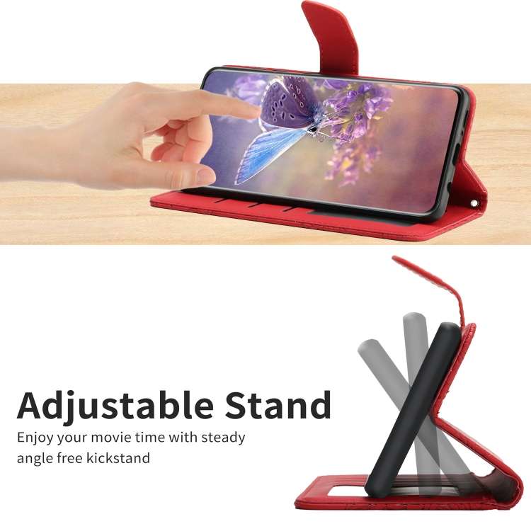 For Xiaomi 14 Pro Skin Feel Butterfly Embossed Flip Leather Phone Case(Red)