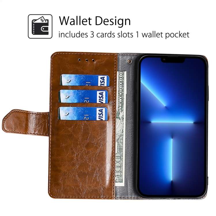 For Xiaomi Redmi Note 13R Pro 5G Geometric Stitching Leather Phone Case(Light Brown)