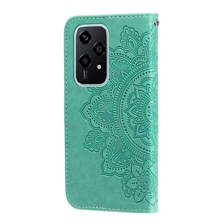 For Honor 200 Lite Global 7-petal Flowers Embossing Leather Phone Case(Green)