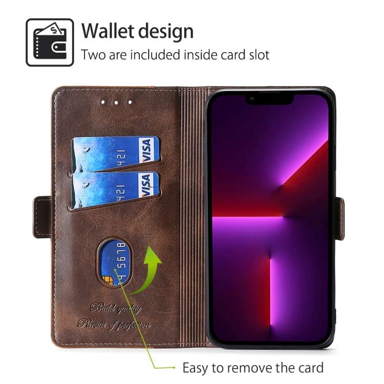 For Xiaomi Redmi A3 4G Contrast Color Side Buckle Leather Phone Case(Dark Brown + Gold)
