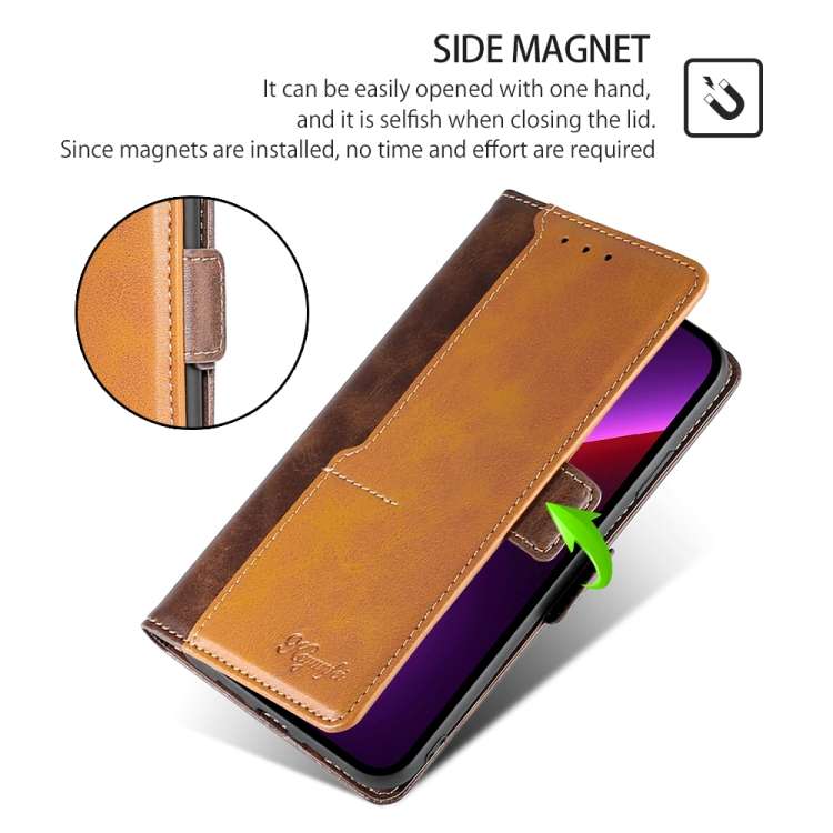 For Xiaomi Redmi A3 4G Contrast Color Side Buckle Leather Phone Case(Dark Brown + Gold)