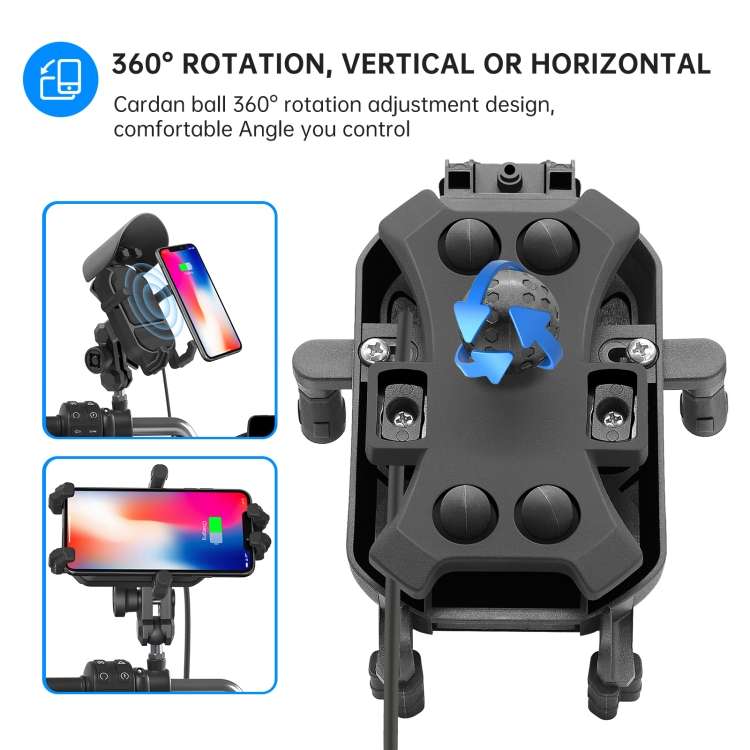 WUPP ZH-1848B1 15W Motorcycle Wireless Fast Charging Phone Navigation Holder, Style:M8 Ball Joint