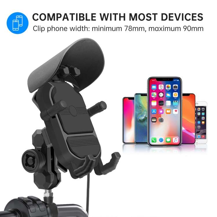 WUPP ZH-1848B1 15W Motorcycle Wireless Fast Charging Phone Navigation Holder, Style:M8 Ball Joint