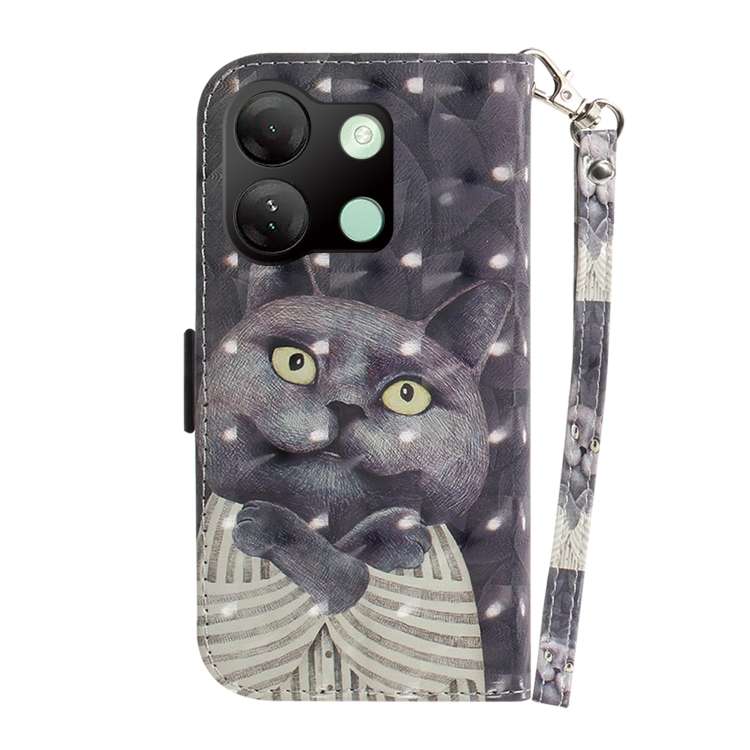 For Infinix Smart 7 HD 3D Colored Horizontal Flip Leather Phone Case(Hug Cat)