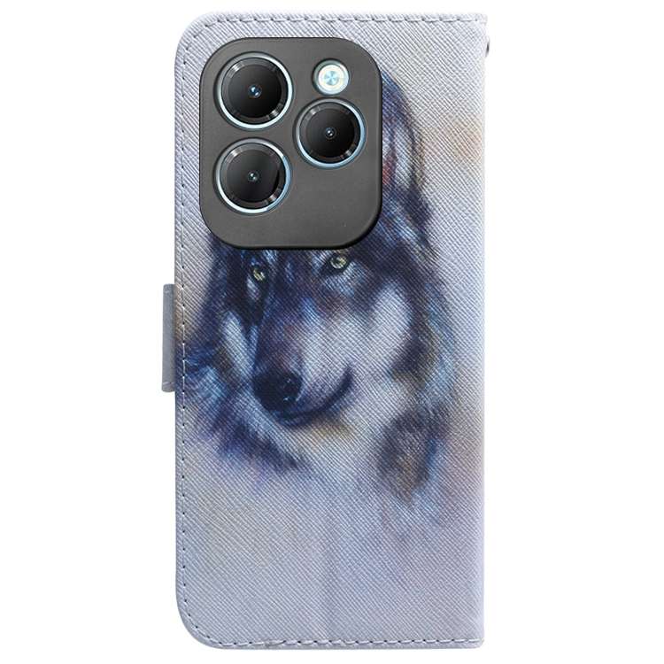 For Infinix Hot 40 / 40 Pro Coloured Drawing Flip Leather Phone Case(White Wolf)