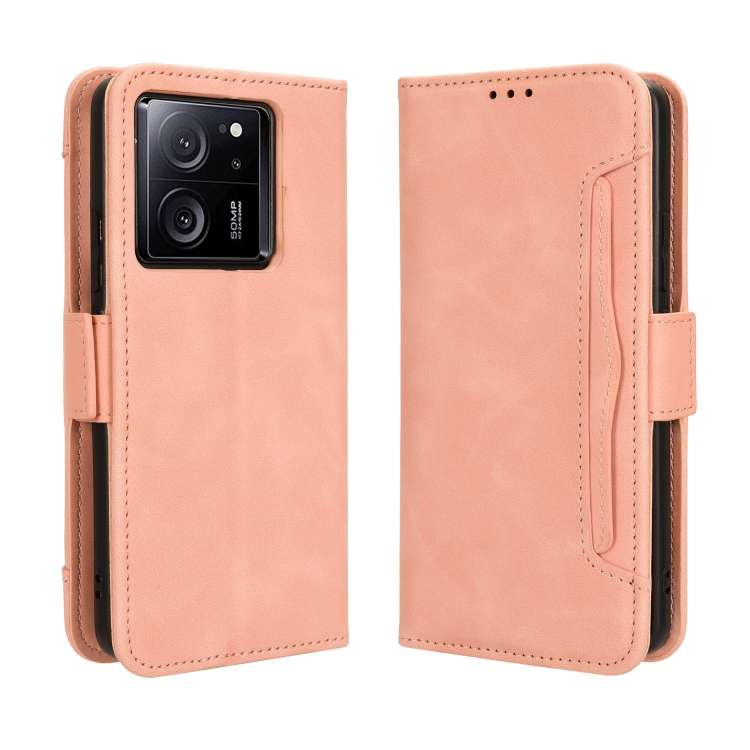 For Xiaomi 13T / 13T Pro Skin Feel Calf Texture Card Slots Leather Phone Case(Pink)