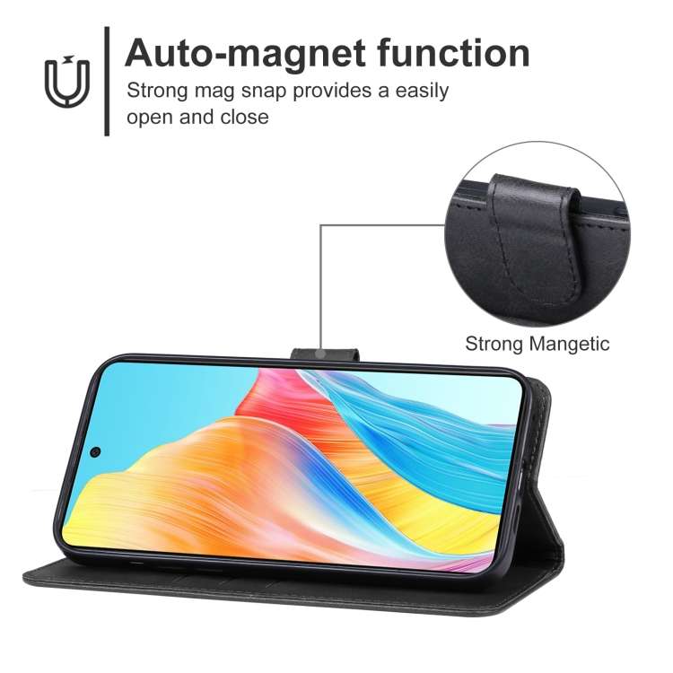 For OPPO A58 4G Leather Phone Case(Black)