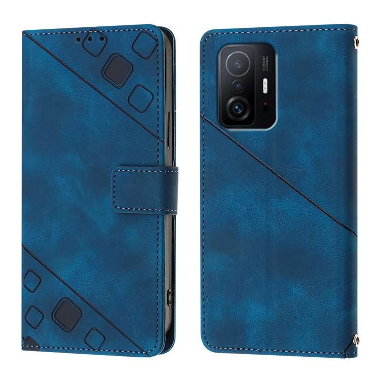 For Xiaomi 11T / 11T Pro Skin Feel Embossed Leather Phone Case(Blue)